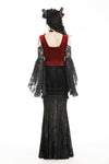 Gothic elegant black-red off-shoulder sexy top. TW593