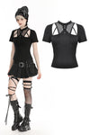 Black punk hollow sexy mesh knit T-shirt TW597