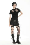 Black punk hollow sexy mesh knit T-shirt TW597