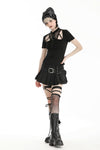 Black punk hollow sexy mesh knit T-shirt TW597