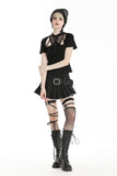 Black punk hollow sexy mesh knit T-shirt TW597