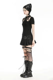 Black punk hollow sexy mesh knit T-shirt TW597