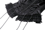 Gothic black lace trim tie-up sexy top TW601