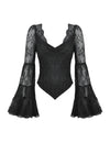 Gothic Romantic Lace Patchwork Bell-Sleeve Layered Cuff Top TW607