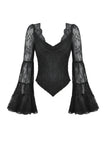Gothic Romantic Lace Patchwork Bell-Sleeve Layered Cuff Top TW607