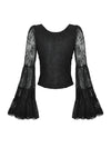 Gothic Romantic Lace Patchwork Bell-Sleeve Layered Cuff Top TW607