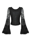 Gothic Romantic Lace Patchwork Bell-Sleeve Layered Cuff Top TW607