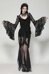 Gothic Romantic Lace Patchwork Bell-Sleeve Layered Cuff Top TW607