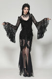 Gothic Romantic Lace Patchwork Bell-Sleeve Layered Cuff Top TW607