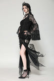 Gothic Romantic Lace Patchwork Bell-Sleeve Layered Cuff Top TW607