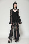 Gothic Romantic Lace Patchwork Bell-Sleeve Layered Cuff Top TW607