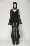 Gothic Romantic Lace Patchwork Bell-Sleeve Layered Cuff Top TW607