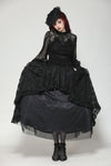 Black Hollow Lace Elastic Pleated Waist Eyelash Lace Cuff Top TW608