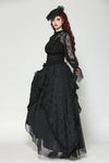 Black Hollow Lace Elastic Pleated Waist Eyelash Lace Cuff Top TW608