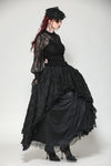 Black Hollow Lace Elastic Pleated Waist Eyelash Lace Cuff Top TW608