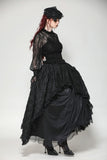 Black Hollow Lace Elastic Pleated Waist Eyelash Lace Cuff Top TW608