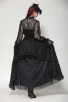 Black Hollow Lace Elastic Pleated Waist Eyelash Lace Cuff Top TW608