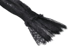 Black Hollow Lace Elastic Pleated Waist Eyelash Lace Cuff Top TW608