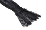 Black Hollow Lace Elastic Pleated Waist Eyelash Lace Cuff Top TW608