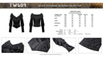 Black victorian jacquard velvet top TW609