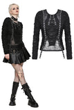 Punk metal distressed spider top TW622