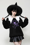 Witching hour black and white contrast bat-neck sweatshirt TW626