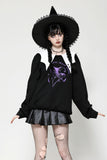 Witching hour black and white contrast bat-neck sweatshirt TW626