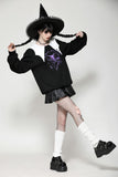 Witching hour black and white contrast bat-neck sweatshirt TW626