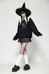 Witching hour black and white contrast bat-neck sweatshirt TW626