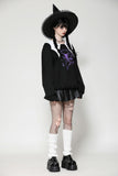 Witching hour black and white contrast bat-neck sweatshirt TW626