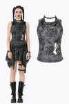 Rebel Chic Sleeveless Top with Star and Pin Accents TW633