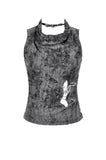 Rebel Chic Sleeveless Top with Star and Pin Accents TW633