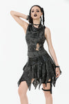 Rebel Chic Sleeveless Top with Star and Pin Accents TW633