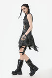 Rebel Chic Sleeveless Top with Star and Pin Accents TW633