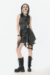 Rebel Chic Sleeveless Top with Star and Pin Accents TW633