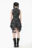 Rebel Chic Sleeveless Top with Star and Pin Accents TW633