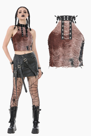 Rebellious Distressed Tie-Dye Punk Top TW636