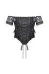 Gothic Off-Shoulder Lace Top with Floral Trim TW638