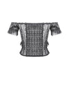 Gothic Off-Shoulder Lace Top with Floral Trim TW638