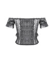 Gothic Off-Shoulder Lace Top with Floral Trim TW638