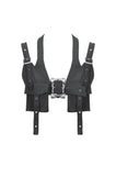 Rebel Punk Halter Crop Top with Utility Pocket and Decorative Buckle TW639