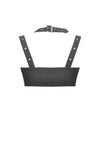 Rebel Punk Halter Crop Top with Utility Pocket and Decorative Buckle TW639