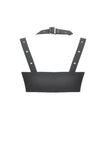 Rebel Punk Halter Crop Top with Utility Pocket and Decorative Buckle TW639