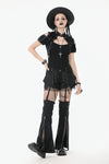 Dark Metal Knit Top with Coffin Eyelet Frame and Skull Cross Straps TW641