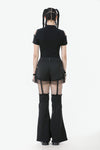 Dark Metal Knit Top with Coffin Eyelet Frame and Skull Cross Straps TW641