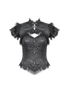 Gothic Jacquard Top with Hollow Front and Lace Trim TW642