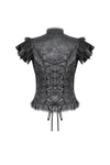 Gothic Jacquard Top with Hollow Front and Lace Trim TW642