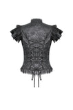 Gothic Jacquard Top with Hollow Front and Lace Trim TW642