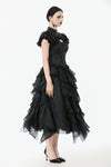 Gothic Jacquard Top with Hollow Front and Lace Trim TW642