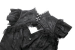 Gothic Jacquard Top with Hollow Front and Lace Trim TW642